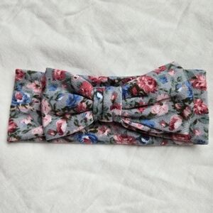 Bow Baby Headband in Grey and Pink